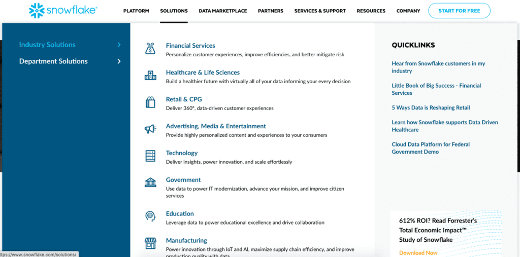 Enterprise technology website example