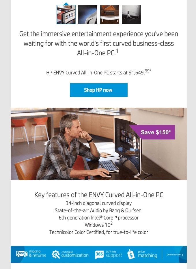 email marketing example - HP branding