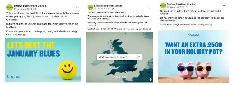 UK recruitment agency social media example facebook