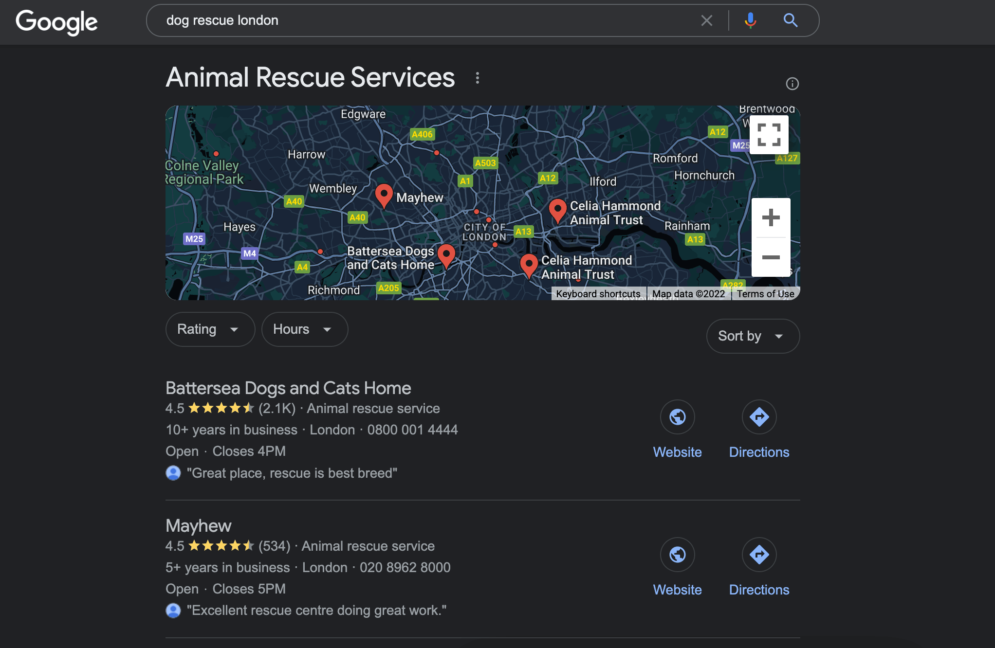 local seo for charities example